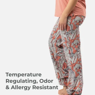 Women's Bamboo Sleep Pants - Blush Foliage Print