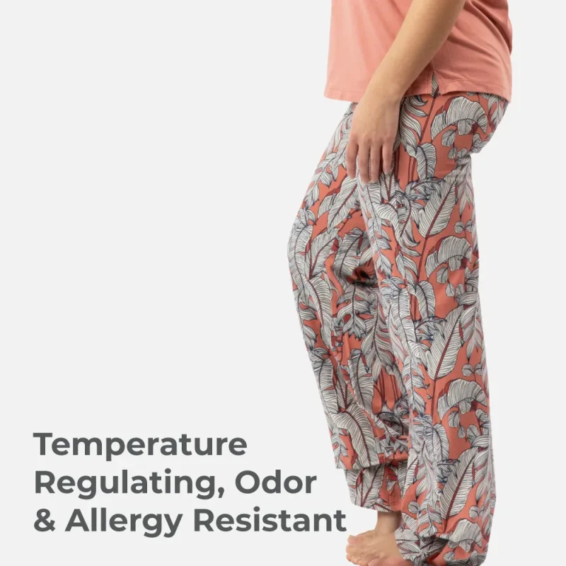 Women's Bamboo Sleep Pants - Blush Foliage Print