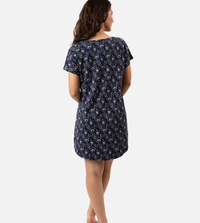 Women's Bamboo Sleep V-neck Shirt - Midnight Floral Print