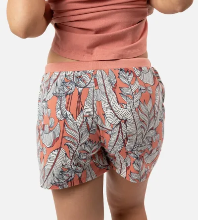 Women's Bamboo Sleep Short - Blush Foliage Print