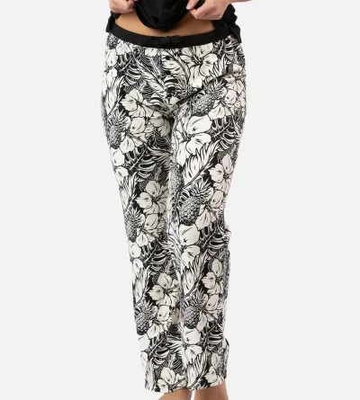Women's Bamboo Sleep Pants - Soft Black Pineapple Print