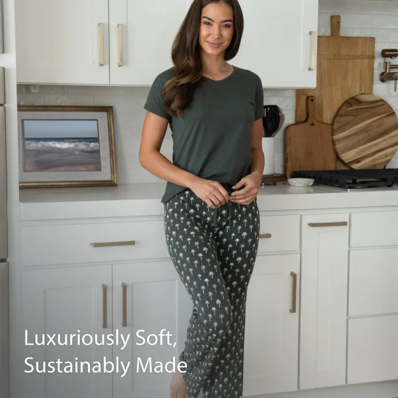 Women's Bamboo Sleep Pants - Palm Grove Print