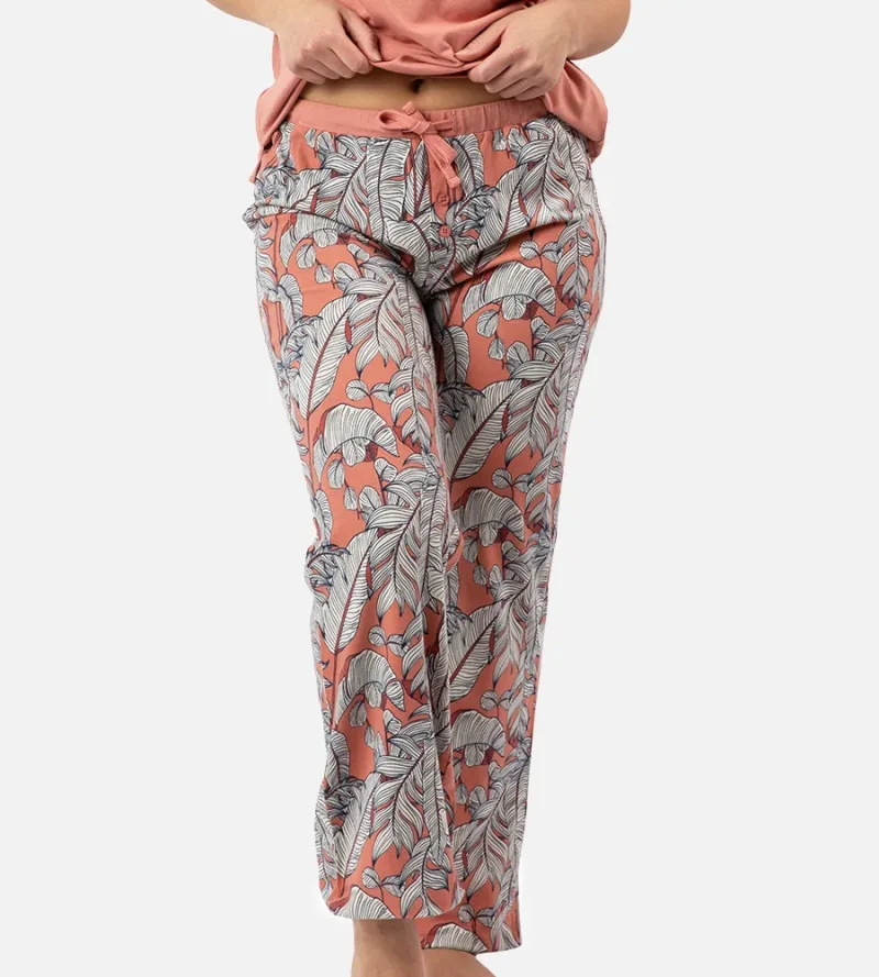 Women's Bamboo Sleep Pants - Blush Foliage Print