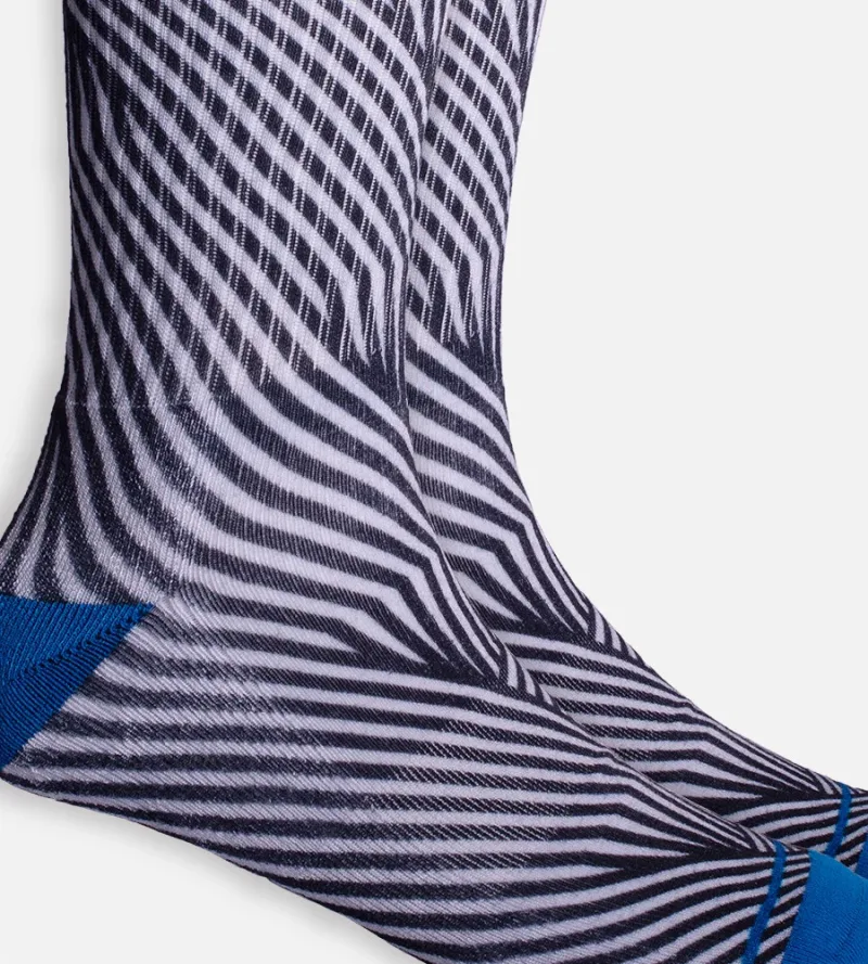 Bamboo Printed Crew Socks - Black Geometric
