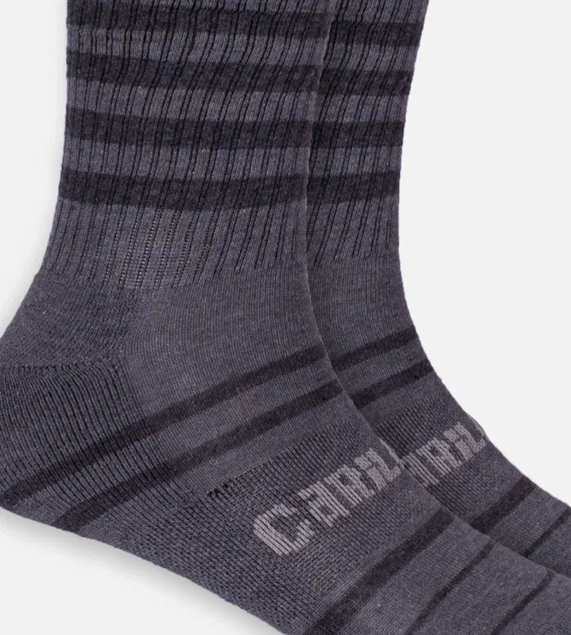 Bamboo Crew Socks - Light Heather Gray Stripes