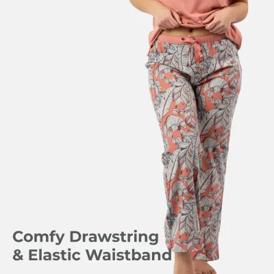 Women's Bamboo Sleep Pants - Blush Foliage Print
