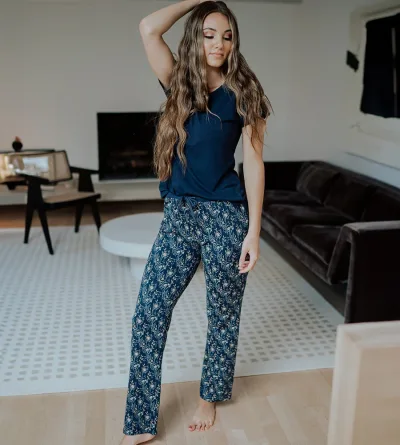 Women's Bamboo Sleep Pants - Midnight Floral Print