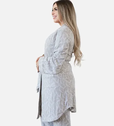 Women's Bamboo Sleep Robe - Coastal Gray Leaf
