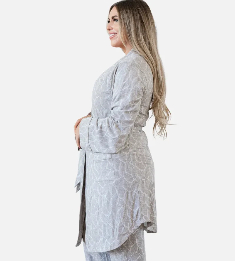 Women's Bamboo Sleep Robe - Coastal Gray Leaf