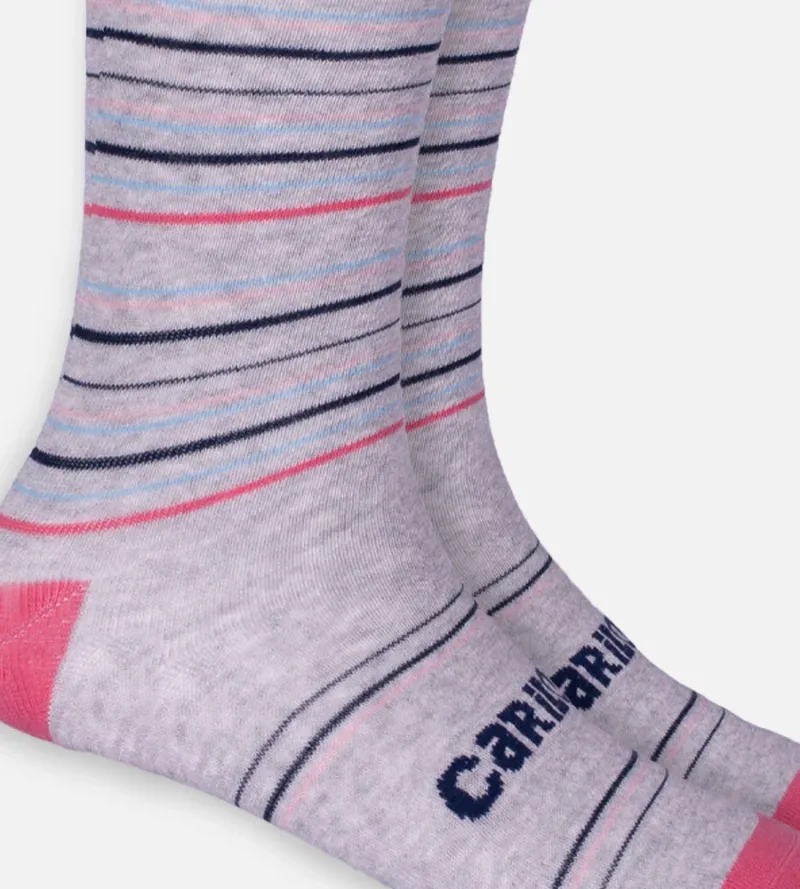 Bamboo Trouser Socks - Heather Gray Stripe