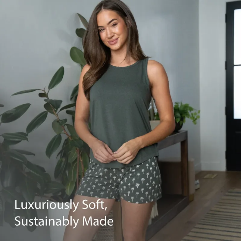 Women's Bamboo Sleep Short - Palm Grove Print