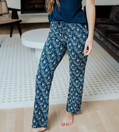 Women's Bamboo Sleep Pants - Midnight Floral Print