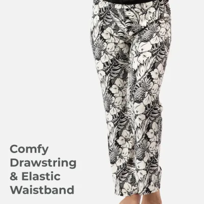 Women's Bamboo Sleep Pants - Soft Black Pineapple Print