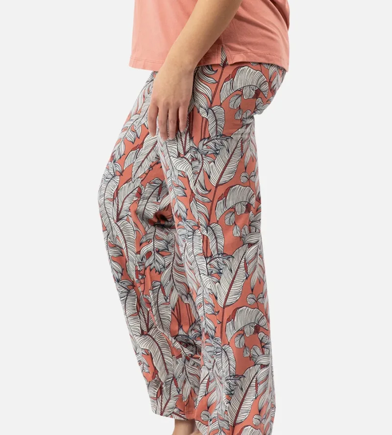 Women's Bamboo Sleep Pants - Blush Foliage Print