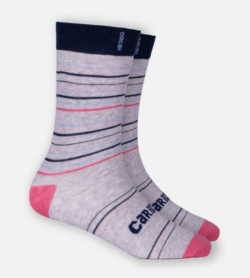 Bamboo Trouser Socks - Heather Gray Stripe